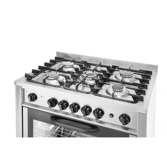 Hendi Gasherd - 5 Kochfelder mit Elektroofen, Kitchen Line, Silber, 230V/2900W, 14,3kW, 900x653x(H)900mm 2 Hendi Gasherd - 5 Kochfelder mit Elektroofen, Kitchen Line, Silber, 230V/2900W, 14,3kW, 900x653x(H)900mm