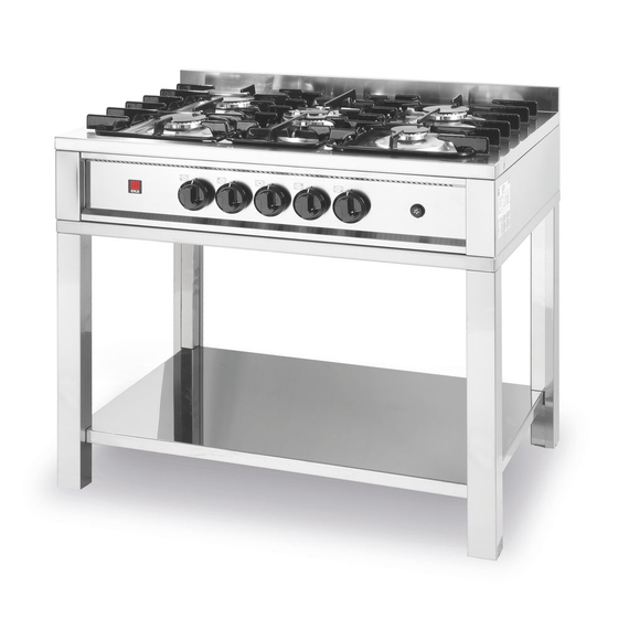 Hendi Gasherd - 5 Kochfelder, offener Unterbau, Kitchen Line, 14,3kW, 900x640x(H)910mm Hendi Gasherd - 5 Kochfelder, offener Unterbau, Kitchen Line, 14,3kW, 900x640x(H)910mm
