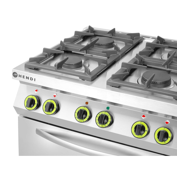 Hendi Gasherd 4-flammig mit Ofen GN 1/1, Kitchen Line, 230V/3000W, 19kW, 800x722x(H)900mm 4 Hendi Gasherd 4-flammig mit Ofen GN 1/1, Kitchen Line, 230V/3000W, 19kW, 800x722x(H)900mm