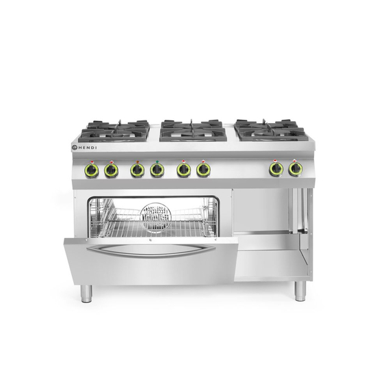 Hendi Gasherd Kitchen Line 6-flammig mit Ofen GN 1/1, Kitchen Line, 230V/3000W, 28,5kW, 1200x722x(H)900mm 1 Hendi Gasherd Kitchen Line 6-flammig mit Ofen GN 1/1, Kitchen Line, 230V/3000W, 28,5kW, 1200x722x(H)900mm