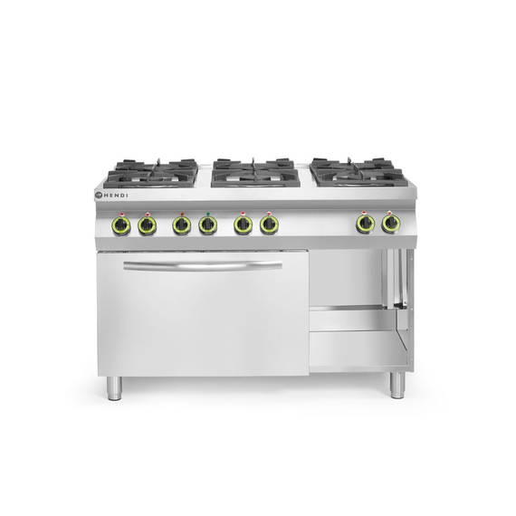 Hendi Gasherd Kitchen Line 6-flammig mit Ofen GN 1/1, Kitchen Line, 230V/3000W, 28,5kW, 1200x722x(H)900mm Hendi Gasherd Kitchen Line 6-flammig mit Ofen GN 1/1, Kitchen Line, 230V/3000W, 28,5kW, 1200x722x(H)900mm