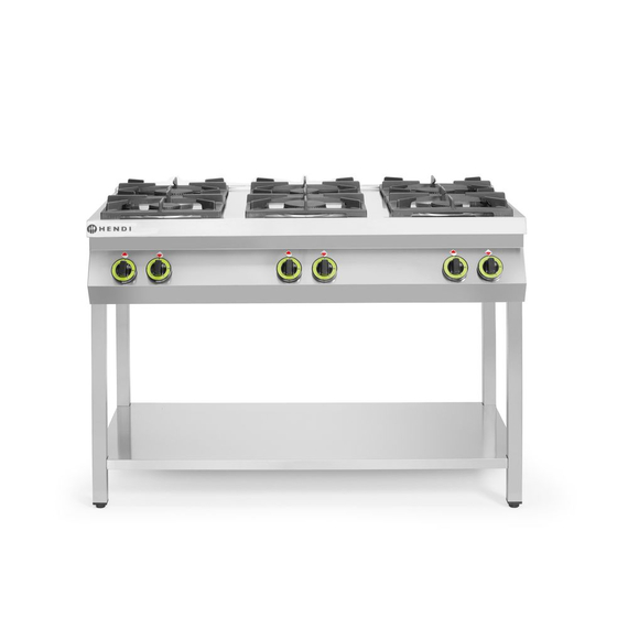 Hendi Gasherd - 6 Kochfelder, offener Unterbau, Kitchen Line, 28,5kW, 1200x700x(H)900mm Hendi Gasherd - 6 Kochfelder, offener Unterbau, Kitchen Line, 28,5kW, 1200x700x(H)900mm