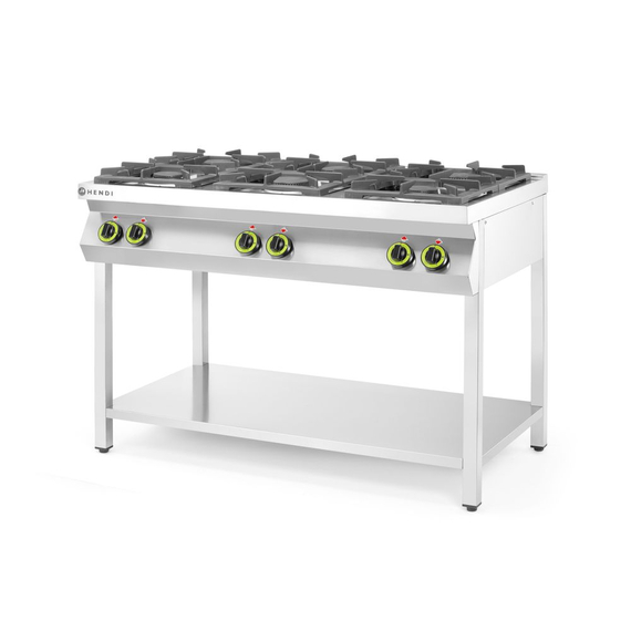 Hendi Gasherd - 6 Kochfelder, offener Unterbau, Kitchen Line, 28,5kW, 1200x700x(H)900mm 1 Hendi Gasherd - 6 Kochfelder, offener Unterbau, Kitchen Line, 28,5kW, 1200x700x(H)900mm