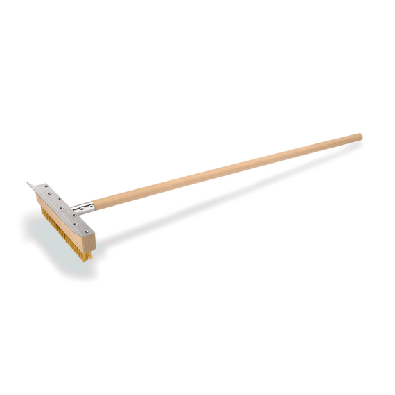 Was Germany Reinigungsbürste mit Schaber, 105 cm, mit Messingborsten 3 cm, Holz, Messing Was Germany Reinigungsbürste mit Schaber, 105 cm, mit Messingborsten 3 cm, Holz, Messing