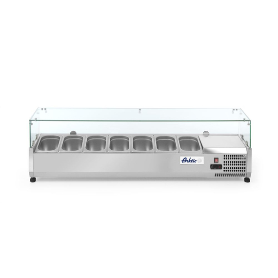Arktic Aufsatz-Kühlvitrine Gastronorm 1/4, 7x GN 1/4, 230V/180W, 1505x335x(H)460mm Arktic Aufsatz-Kühlvitrine Gastronorm 1/4, 7x GN 1/4, 230V/180W, 1505x335x(H)460mm