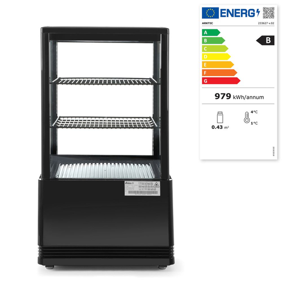 Arktic Aufsatz-Kühlvitrine 58 Liter, schwarz, 230V/170W, 452x406x(H)830mm 2 Arktic Aufsatz-Kühlvitrine 58 Liter, schwarz, 230V/170W, 452x406x(H)830mm