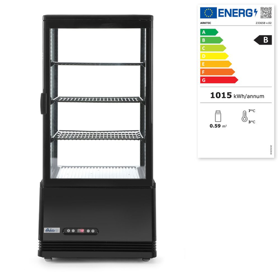 Arktic Aufsatz-Kühlvitrine 78 Liter, schwarz, 230V/170W, 444x397x(H)940mm 2 Arktic Aufsatz-Kühlvitrine 78 Liter, schwarz, 230V/170W, 444x397x(H)940mm