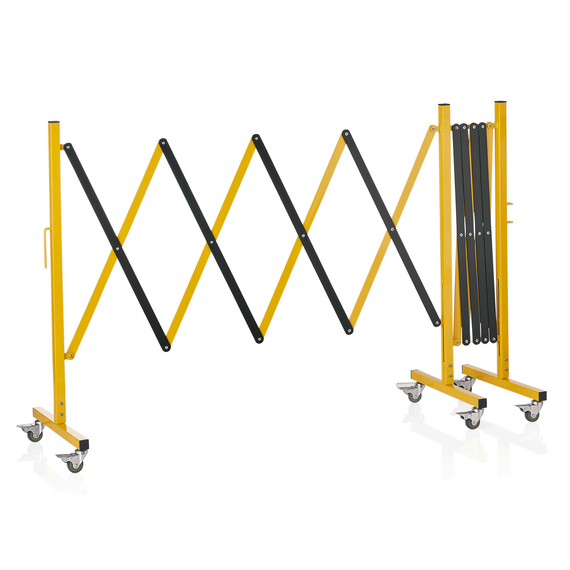 Was Germany Mobile Scherenspere mit 6 Rollen, 400 x 100 cm, gelb/schwarz, Aluminium Was Germany Mobile Scherenspere mit 6 Rollen, 400 x 100 cm, gelb/schwarz, Aluminium