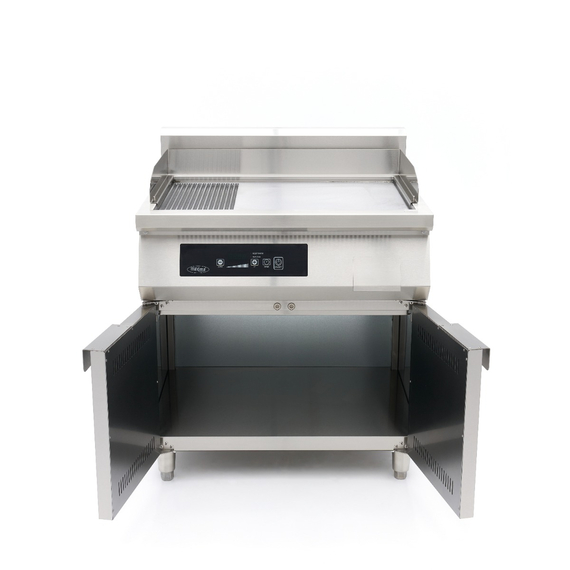 Maxima Gastro Induktions-Grillplatte 700 - Glatt & Gerillt - 10.000 W - Doppel - Mit Untergestell 1 Maxima Gastro Induktions-Grillplatte 700 - Glatt & Gerillt - 10.000 W - Doppel - Mit Untergestell