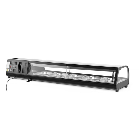 Arktic Sushi-Vitrine, Fassungsvermögen: 5x GN 1/2 (H)40 mm (im Lieferumfang enthalten)., Schwarz, 220-240V/190W, 1800x420x(H)265mm 2 Arktic Sushi-Vitrine, Fassungsvermögen: 5x GN 1/2 (H)40 mm (im Lieferumfang enthalten)., Schwarz, 220-240V/190W, 1800x420x(H)265mm