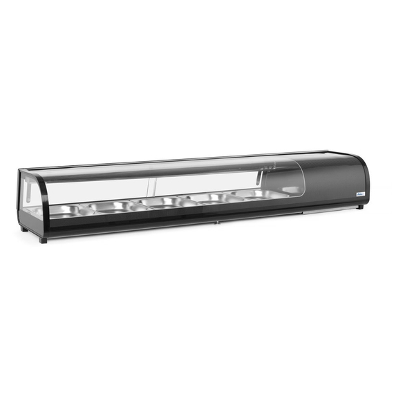 Arktic Sushi-Vitrine, Fassungsvermögen: 5x GN 1/2 (H)40 mm (im Lieferumfang enthalten)., Schwarz, 220-240V/190W, 1800x420x(H)265mm 3 Arktic Sushi-Vitrine, Fassungsvermögen: 5x GN 1/2 (H)40 mm (im Lieferumfang enthalten)., Schwarz, 220-240V/190W, 1800x420x(H)265mm