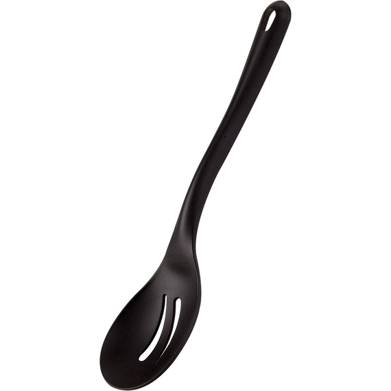 Servierlöffel perforiert, aus glasfaserverstärktem Material, schwarz, Länge 35 cm Servierlöffel perforiert, aus glasfaserverstärktem Material, schwarz, Länge 35 cm