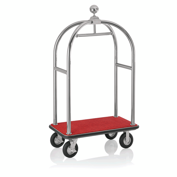 Was Germany Gepäckwagen DRIFT, 112 x 60 x 190 cm, silberfarben gebürstet, roter Teppich, Chromnickelstahl 18/8 Was Germany Gepäckwagen DRIFT, 112 x 60 x 190 cm, silberfarben gebürstet, roter Teppich, Chromnickelstahl 18/8
