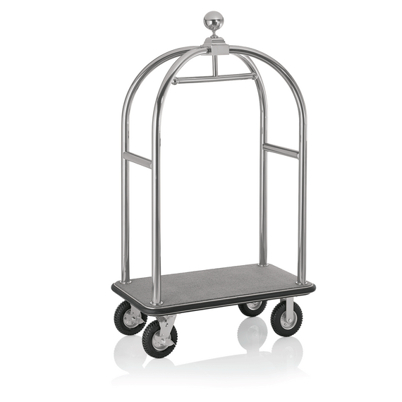 Was Germany Gepäckwagen DRIFT, 112 x 60 x 190 cm, silberfarben gebürstet, grauer Teppich, Chromnickelstahl 18/8 Was Germany Gepäckwagen DRIFT, 112 x 60 x 190 cm, silberfarben gebürstet, grauer Teppich, Chromnickelstahl 18/8