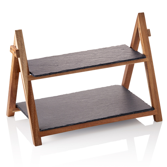 Was Germany Serviergestell SLATE LINE, 2-stufig, Höhe 30 cm, Naturschiefer, Holz Was Germany Serviergestell SLATE LINE, 2-stufig, Höhe 30 cm, Naturschiefer, Holz