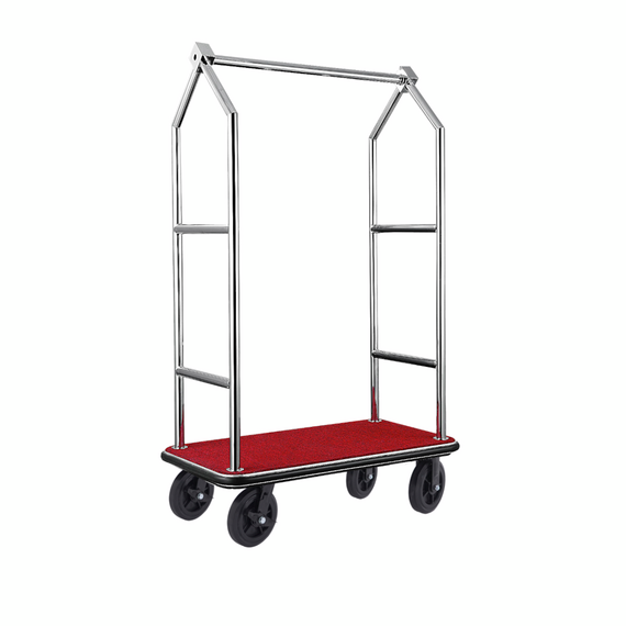 Was Germany Gepäckwagen VOYAGER, 112 x 65 x 190 cm, gebürstet, roter Teppich, Chromnickelstahl 18/8 Was Germany Gepäckwagen VOYAGER, 112 x 65 x 190 cm, gebürstet, roter Teppich, Chromnickelstahl 18/8