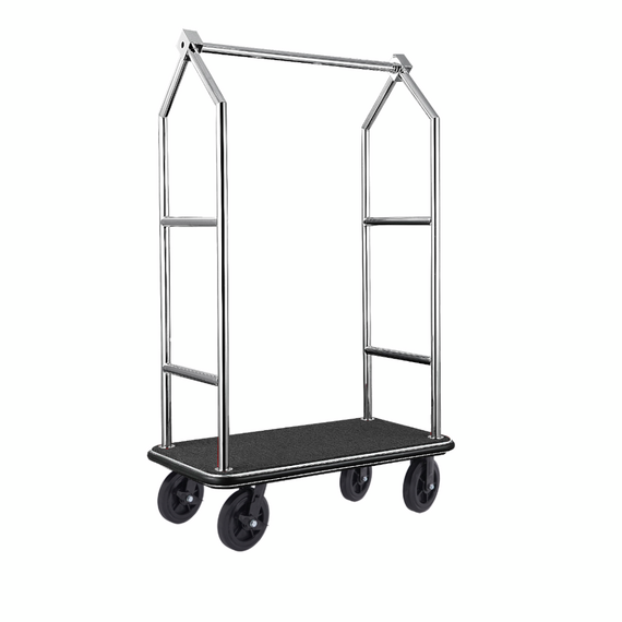 Was Germany Gepäckwagen VOYAGER, 112 x 65 x 190 cm, gebürstet, schwarzer Teppich, Chromnickelstahl 18/8 Was Germany Gepäckwagen VOYAGER, 112 x 65 x 190 cm, gebürstet, schwarzer Teppich, Chromnickelstahl 18/8