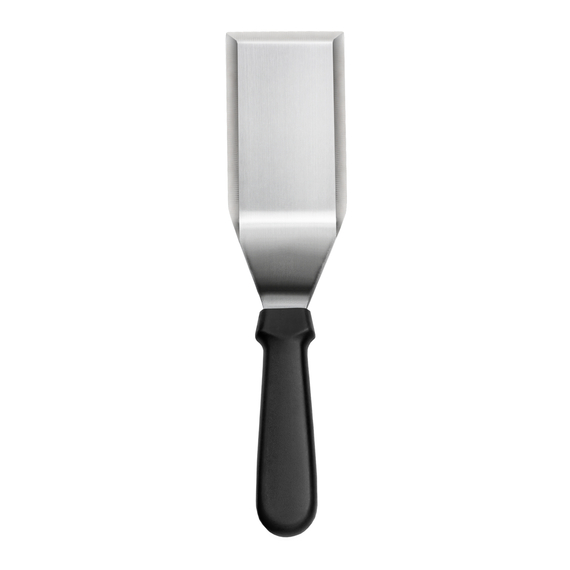 Bratenspachtel aus Edelstahl, Kunststoffgriff schwarz, L. 118 mm Bratenspachtel aus Edelstahl, Kunststoffgriff schwarz, L. 118 mm