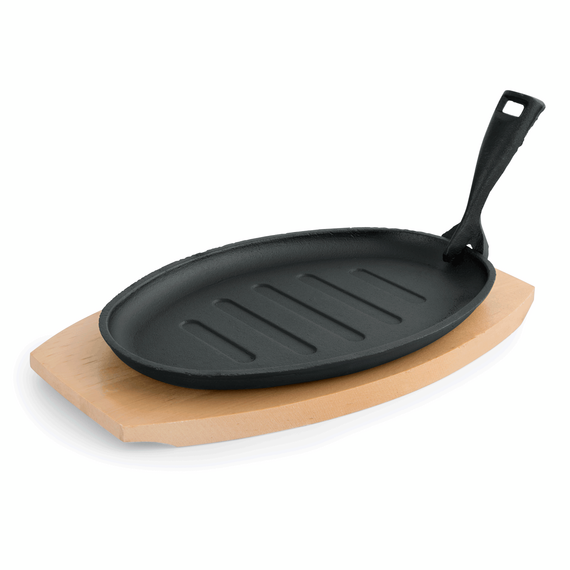 Was Germany Servierpfanne IRON DINING, mit Holzuntersetzer, 27 x 17,5 x 2 cm, Gusseisen, Holz Was Germany Servierpfanne IRON DINING, mit Holzuntersetzer, 27 x 17,5 x 2 cm, Gusseisen, Holz