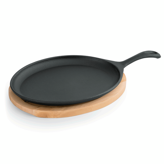 Was Germany Servierpfanne IRON DINING, mit Holzuntersetzer, 25 x 18,5 x 2 cm, Gusseisen, Holz Was Germany Servierpfanne IRON DINING, mit Holzuntersetzer, 25 x 18,5 x 2 cm, Gusseisen, Holz