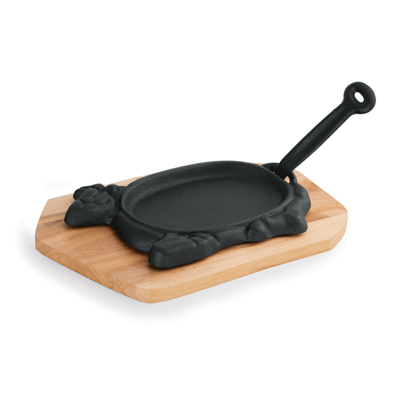 Was Germany Servierpfanne IRON DINING, mit Holzuntersetzer, 27 x 16 x 2 cm, Motiv Rind, Gusseisen, Holz Was Germany Servierpfanne IRON DINING, mit Holzuntersetzer, 27 x 16 x 2 cm, Motiv Rind, Gusseisen, Holz