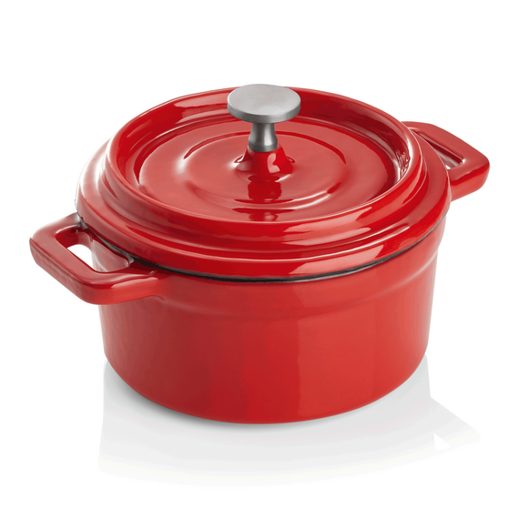 Was Germany Cocotte, Ø 10 cm, Höhe 6,5 cm, rot, Gusseisen, Edelstahl, emailliert Was Germany Cocotte, Ø 10 cm, Höhe 6,5 cm, rot, Gusseisen, Edelstahl, emailliert