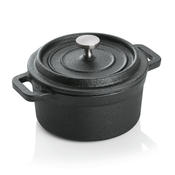 Was Germany Cocotte, Ø 10 cm, Höhe 6 cm, schwarz, Gusseisen, Edelstahl Was Germany Cocotte, Ø 10 cm, Höhe 6 cm, schwarz, Gusseisen, Edelstahl