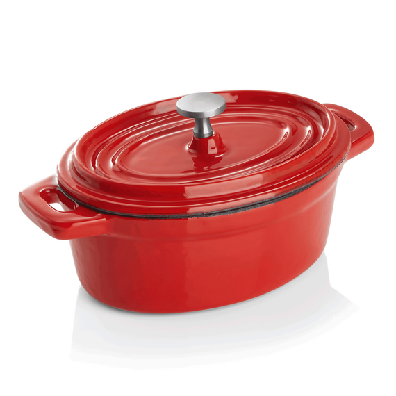 Was Germany Cocotte, 12,5 x 9,5 x 6,5 cm, rot, Gusseisen, Edelstahl, emailliert Was Germany Cocotte, 12,5 x 9,5 x 6,5 cm, rot, Gusseisen, Edelstahl, emailliert