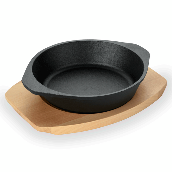 Was Germany Servierpfanne IRON DINING, mit Holzuntersetzer, Ø 18 cm, Höhe 4,5 cm, Gusseisen, Holz Was Germany Servierpfanne IRON DINING, mit Holzuntersetzer, Ø 18 cm, Höhe 4,5 cm, Gusseisen, Holz