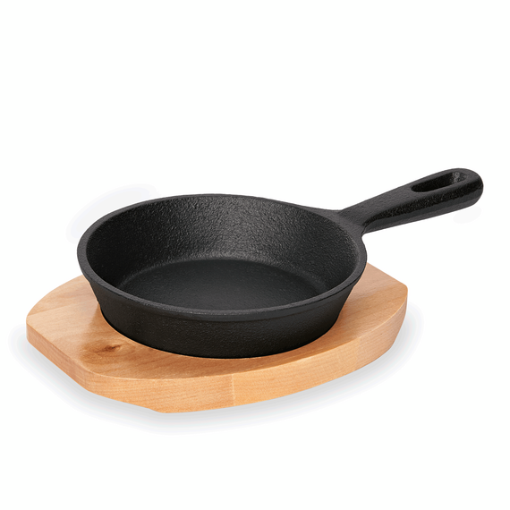 Was Germany Mini Servierpfanne IRON DINING, mit Holzuntersetzer, Ø 13 cm, Höhe 3,5 cm, Gusseisen, Holz Was Germany Mini Servierpfanne IRON DINING, mit Holzuntersetzer, Ø 13 cm, Höhe 3,5 cm, Gusseisen, Holz