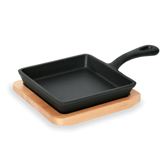 Was Germany Mini Servierpfanne IRON DINING, mit Holzuntersetzer, 14,5 x 14,5 x 2,5 cm, Gusseisen Holz Was Germany Mini Servierpfanne IRON DINING, mit Holzuntersetzer, 14,5 x 14,5 x 2,5 cm, Gusseisen Holz