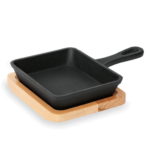 Was Germany Mini Servierpfanne IRON DINING, mit Holzuntersetzer, 12,5 x 10,5 x 2,5 cm, Gusseisen, Holz Was Germany Mini Servierpfanne IRON DINING, mit Holzuntersetzer, 12,5 x 10,5 x 2,5 cm, Gusseisen, Holz