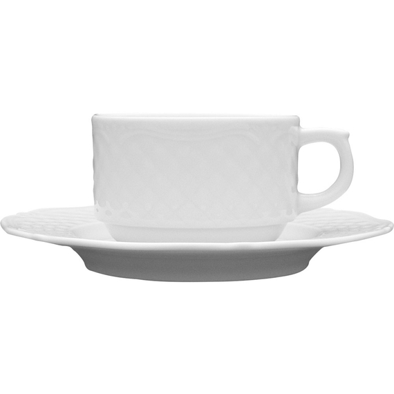 Untertasse für Kaffeetassen, Porzellan, weiß, Serie Aphrodite, Lubiana, Ø 160 mm Untertasse für Kaffeetassen, Porzellan, weiß, Serie Aphrodite, Lubiana, Ø 160 mm