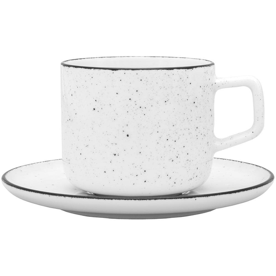 Obertasse, Serie Ankara, weiß, schwarz gesprenkelt, 250 ml, 6 Stück Obertasse, Serie Ankara, weiß, schwarz gesprenkelt, 250 ml, 6 Stück