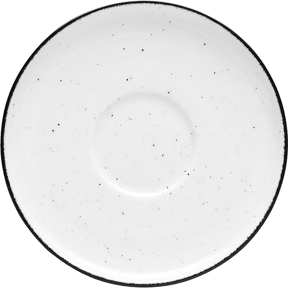 Untertasse, Serie Ankara, weiß, schwarz gesprenkelt, Ø 150 mm, 6 Stück Untertasse, Serie Ankara, weiß, schwarz gesprenkelt, Ø 150 mm, 6 Stück