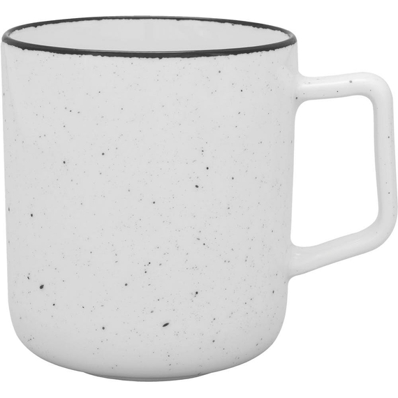 Henkelbecher, Serie Ankara, weiß, schwarz gesprenkelt, 400 ml, 6 Stück Henkelbecher, Serie Ankara, weiß, schwarz gesprenkelt, 400 ml, 6 Stück