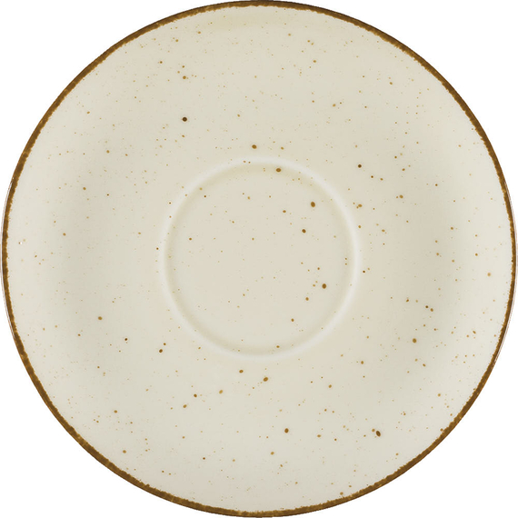 Untertasse, Serie Aida, cremefarben, braun gesprenkelt, Ø 160 mm, 12 Stück Untertasse, Serie Aida, cremefarben, braun gesprenkelt, Ø 160 mm, 12 Stück