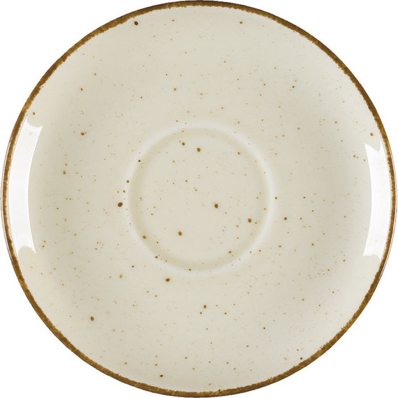Untertasse, Serie Aida, cremefarben, braun gesprenkelt, Ø 145 mm, 12 Stück Untertasse, Serie Aida, cremefarben, braun gesprenkelt, Ø 145 mm, 12 Stück