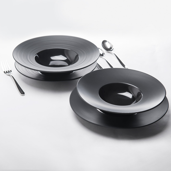 Porzellan Suppenteller aus der Serie Gourmet Kontrast, schwarz, Ø 230 mm 5 Porzellan Suppenteller aus der Serie Gourmet Kontrast, schwarz, Ø 230 mm