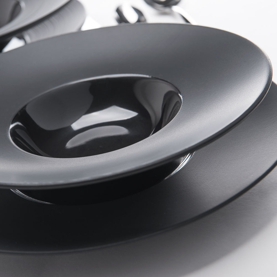 Porzellan Suppenteller aus der Serie Gourmet Kontrast, schwarz, Ø 305 mm 4 Porzellan Suppenteller aus der Serie Gourmet Kontrast, schwarz, Ø 305 mm