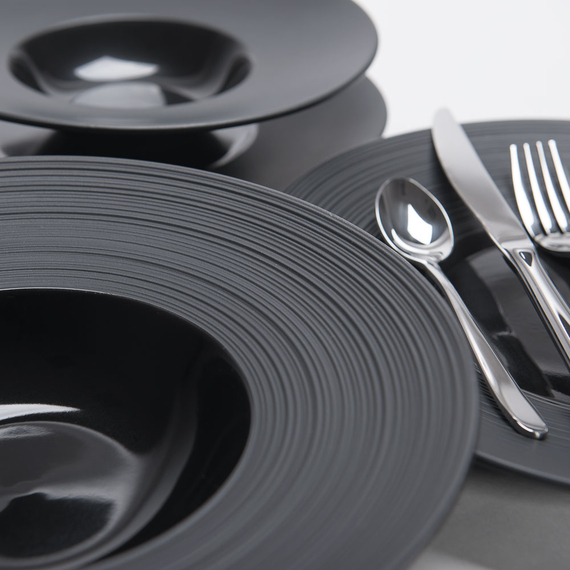 Porzellan Suppenteller aus der Serie Gourmet Kontrast, schwarz, Ø 265 mm 3 Porzellan Suppenteller aus der Serie Gourmet Kontrast, schwarz, Ø 265 mm