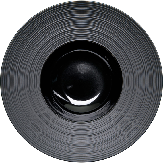 Suppenteller, reliefierter Rand, Serie Gourmet Kontrast, schwarz, D. 305 mm 1 Suppenteller, reliefierter Rand, Serie Gourmet Kontrast, schwarz, D. 305 mm