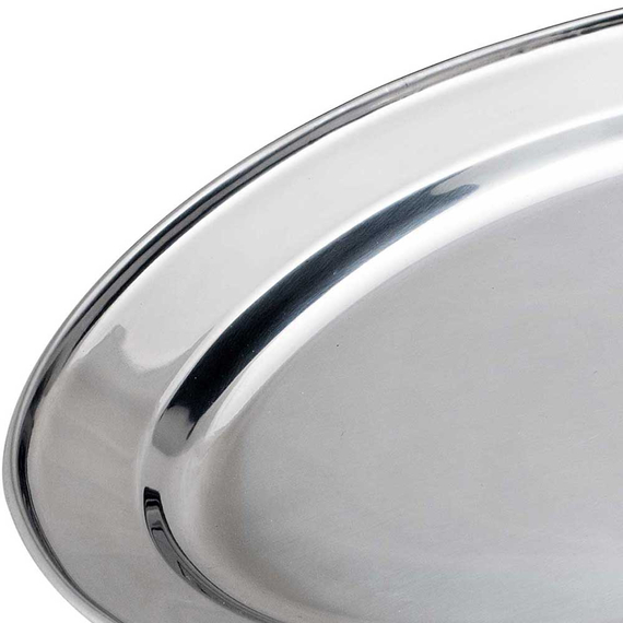Servierplatte oval, Edelstahl, 49,8 x 34,6 cm (BxT) 1 Servierplatte oval, Edelstahl, 49,8 x 34,6 cm (BxT)