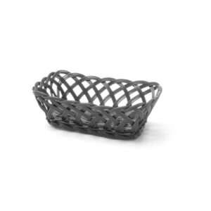 Hendi Körbe mit gewebtem Rand, rechteckig, Schwarz, 225x150x(H)65mm