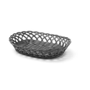 Hendi Körbe mit gewebtem Rand, oval, Schwarz, 320x230x(H)55mm
