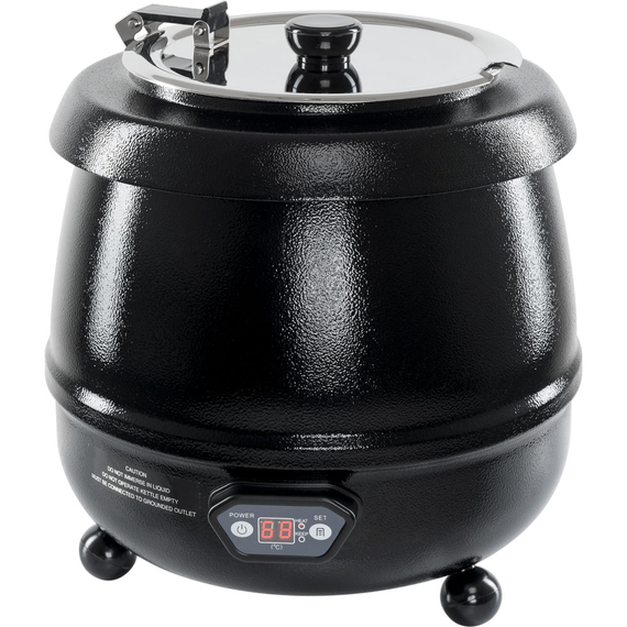 Elektrischer Suppentopf, schwarz, bauchige Form mit Digital-Display, 10 Liter Elektrischer Suppentopf, schwarz, bauchige Form mit Digital-Display, 10 Liter
