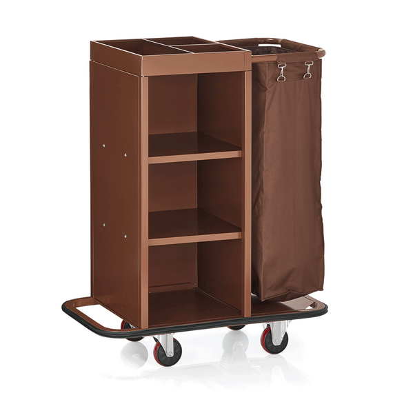 Essentials Zimmerservicewagen, 85 x 45 x 106 cm, braun, Stahl, Polyesterfaserstoff Essentials Zimmerservicewagen, 85 x 45 x 106 cm, braun, Stahl, Polyesterfaserstoff