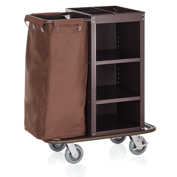 Was Germany Zimmerservicewagen, 95 x 57 x 114 cm, braun, Stahl, Polyesterfaserstoff Was Germany Zimmerservicewagen, 95 x 57 x 114 cm, braun, Stahl, Polyesterfaserstoff
