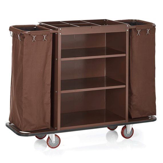 Essentials Zimmerservicewagen, 140 x 47 x 108 cm, braun, Stahl, pulverbeschichtet, Polyesterfaserstoff, Holz Essentials Zimmerservicewagen, 140 x 47 x 108 cm, braun, Stahl, pulverbeschichtet, Polyesterfaserstoff, Holz