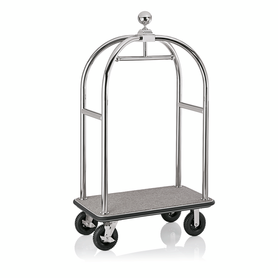 Was Germany Gepäckwagen DRIFT, 112 x 60 x 190 cm, silberfarben, grauer Teppich, Chromnickelstahl 18/8 Was Germany Gepäckwagen DRIFT, 112 x 60 x 190 cm, silberfarben, grauer Teppich, Chromnickelstahl 18/8